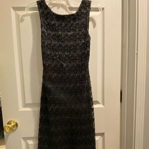 Heart & Soul black & silver rouched dress, size L